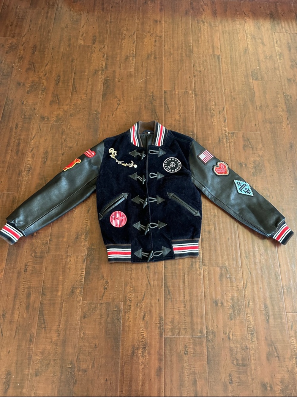 Opening Ceremony Navy & Black Varsity Jacket with Patches